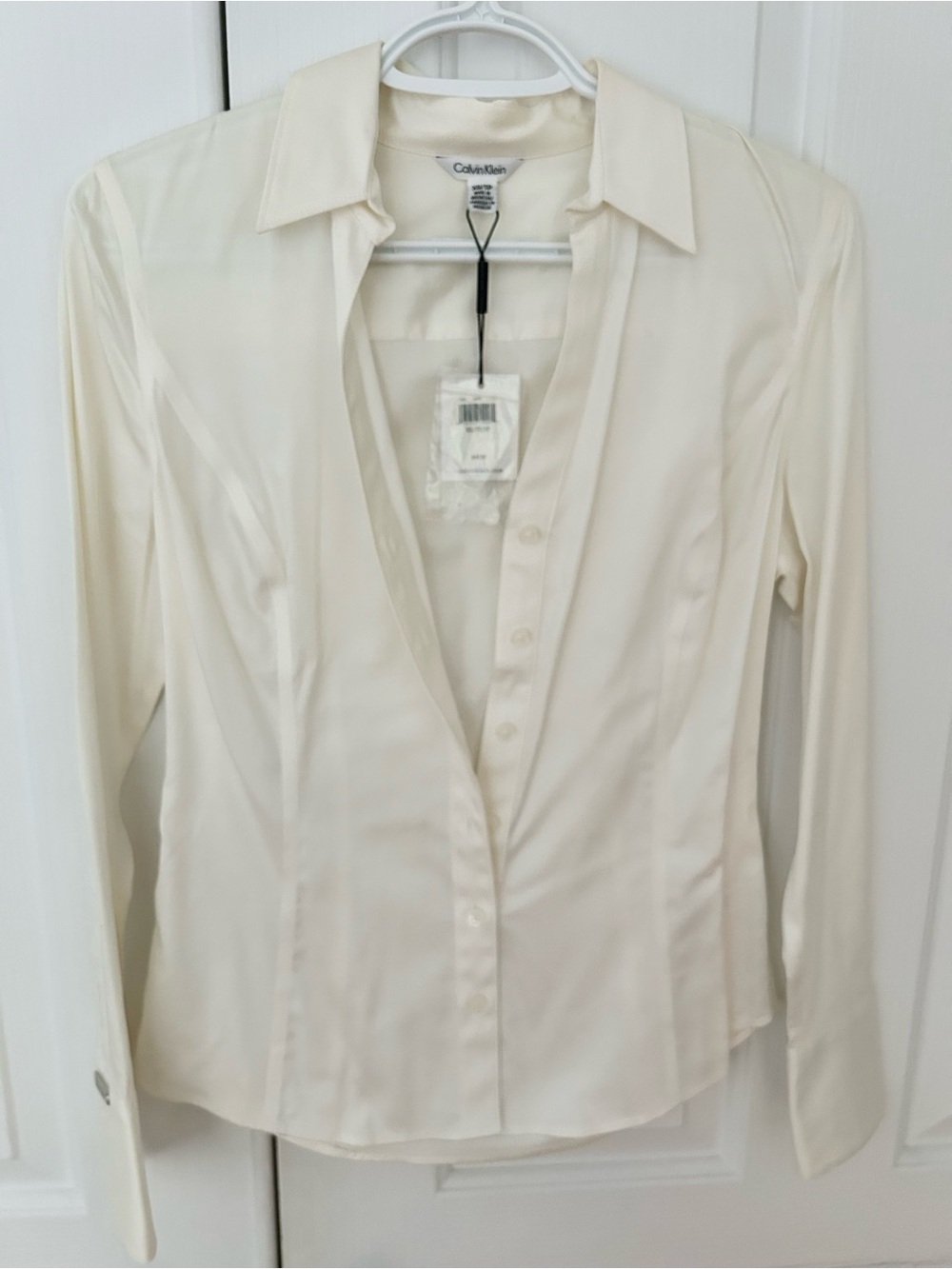 Calvin Klein Ivory Stretch Button-Down Shirt